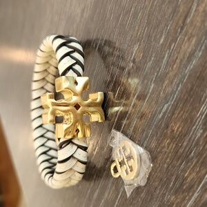 TORY BURCH Leather Woven Roxanne Bracelet